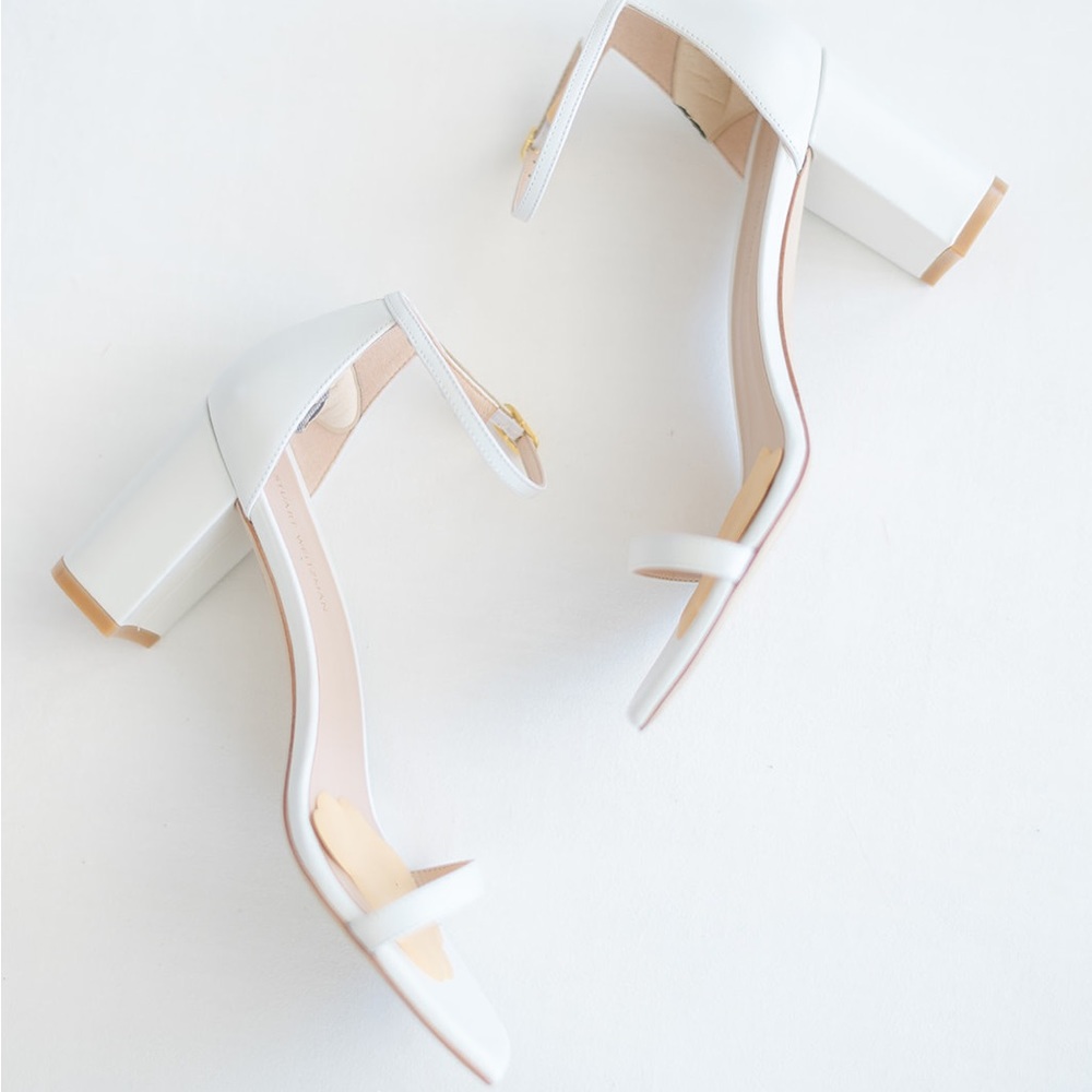 Stuart Weitzman Amelina Leather Block-Heel Sandals